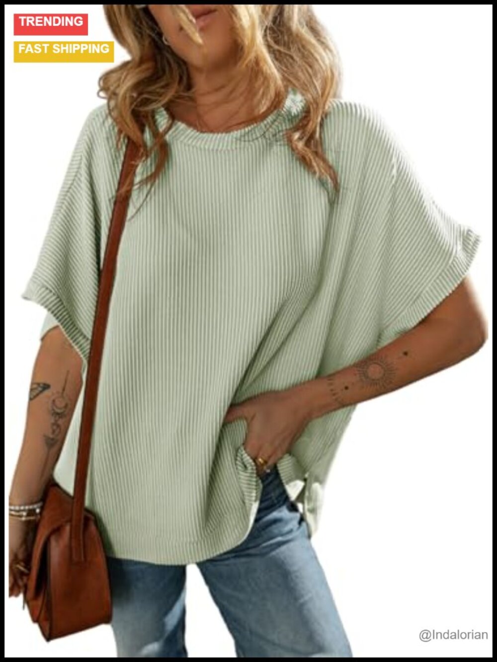 Dokotoo Women's Oversized Short Sleeve Tunic Top Soft Stretch Knit Pullover